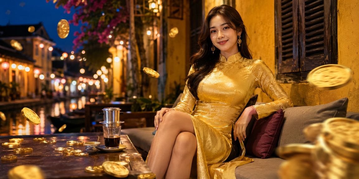 Khung cảnh Hội An với trang phục áo dài truyền thống kết hợp trải nghiệm cá cược thể thao hiện đại